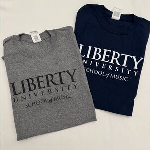 Liberty University Flames T-Shirts School Of Music Navy Gray  Size S *2 Shirts*
